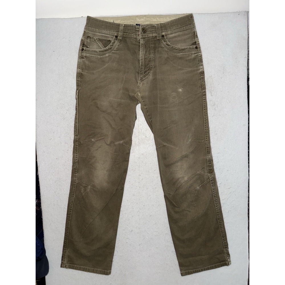 Kuhl Rydr Pants Men 32x32 Brown Vintage Patina Dye Work Wear Canvas Hiking Trail